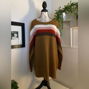 Terra & Sky Women's Knit Sweater size 2X (20W-22W) Striped Dark Mustard